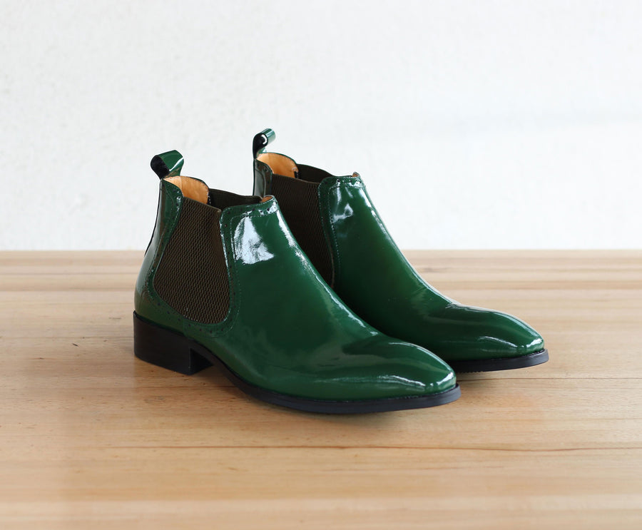 Shiny Calfskin Slip-On Boot Green