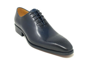Burnished Calfskin Lace-Up Oxford Navy