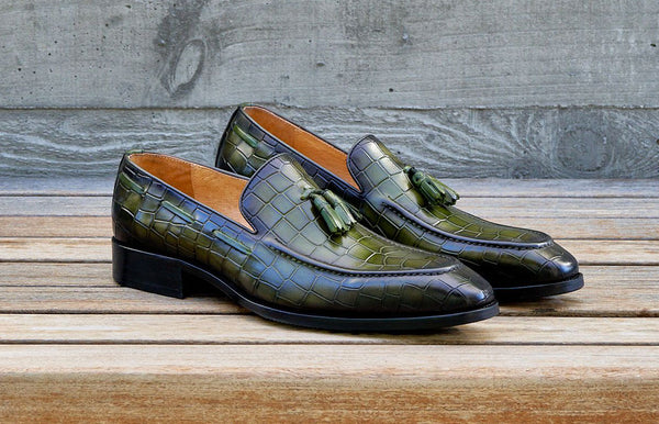Burnished Calfskin Belt Green