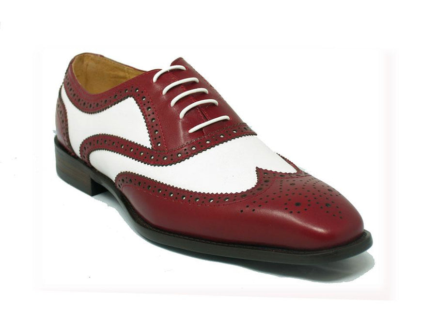 Men Black Red Oxford Brogue Wingtip Suede & Genuine Leather Shoes
