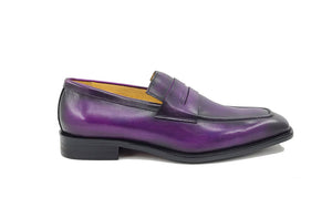 Patina Calfskin Slip-On Penny Loafer Purple