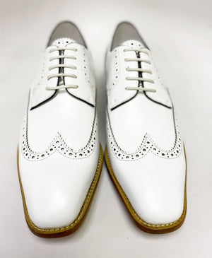 Burnished Leather Lace-Up Shoe White