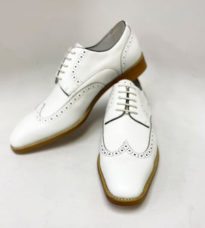 Burnished Leather Lace-Up Shoe White
