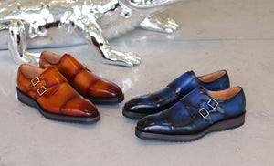 Calfskin Double Monkstrap Shoe Blue
