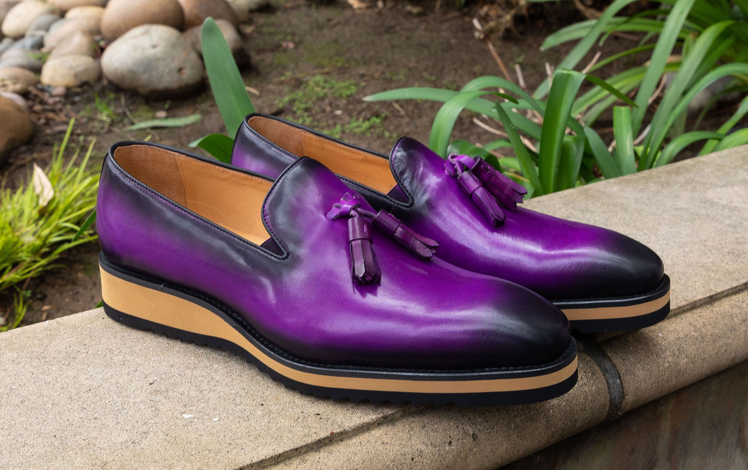 purple dress loafers Mens Purple Suede Loafers Prom & Wedding Dress Shoes, 13W (+$10)