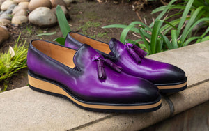 Calfskin Slip-On Tasseled Loafer Purple