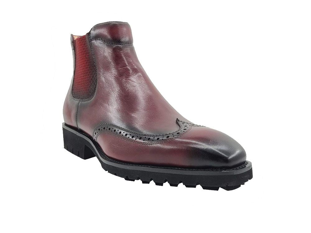 Burgundy brogue deals chelsea boots