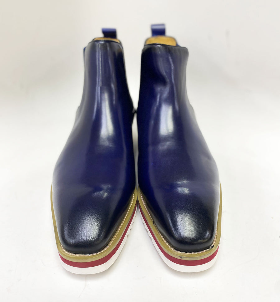 Burnished Calfskin Slip-On Boot Blue