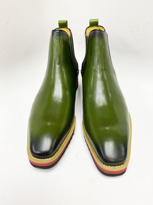 Burnished Calfskin Slip-On Boot Olive