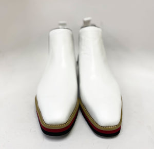Burnished Calfskin Slip-On Boot White