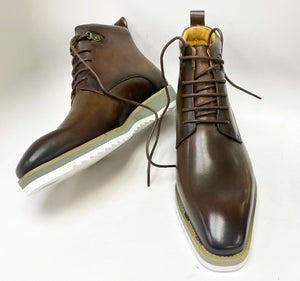 Burnished Calfskin Lace-Up Boot Brown