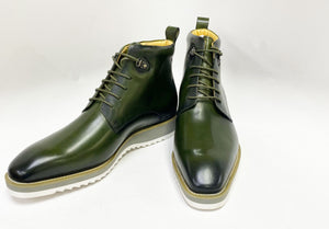 Burnished Calfskin Lace-Up Boot Hunter Green