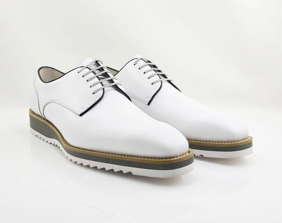 Burnished Calfskin Lace-Up Shoe White – C&E Fashions