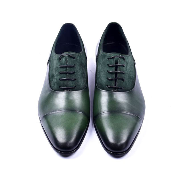 Corrente Calfskin & Suede Lace-Up Oxford Green