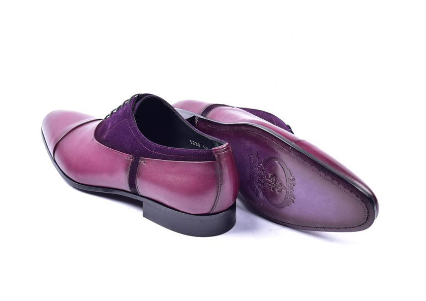 Corrente Calfskin & Suede Lace-Up Oxford Purple