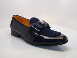 Patent Leather & Suede Slip-On Loafer Blue