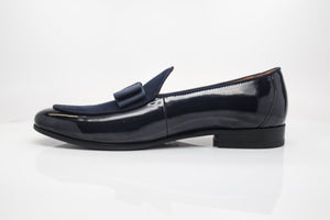 Patent Leather & Suede Slip-On Loafer Blue