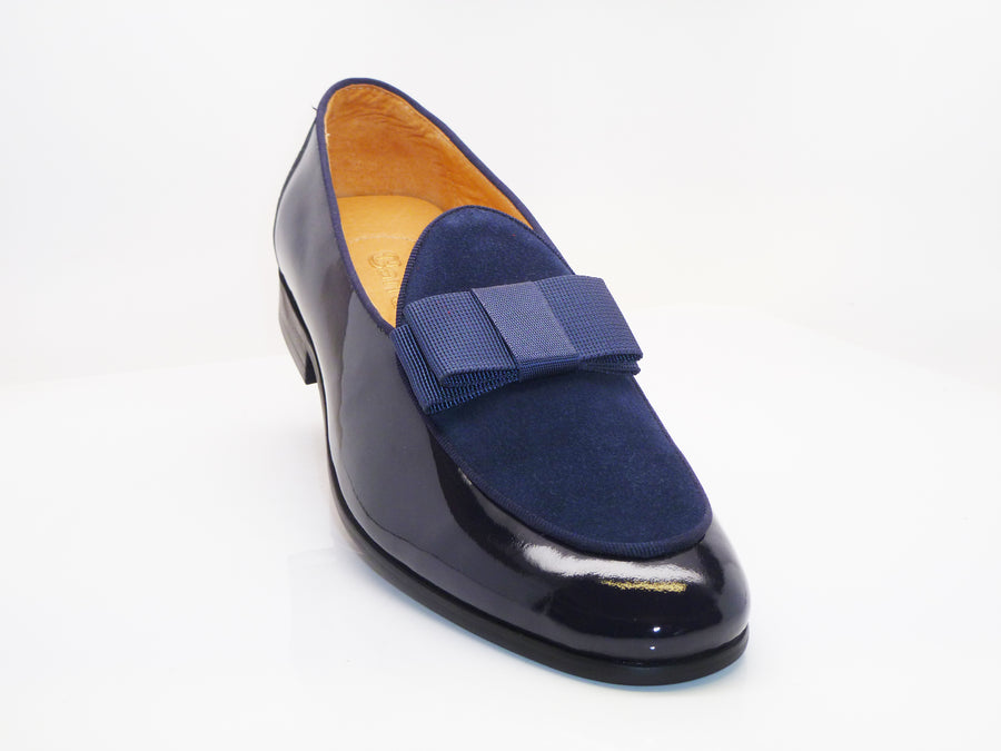 Patent Leather & Suede Slip-On Loafer Blue