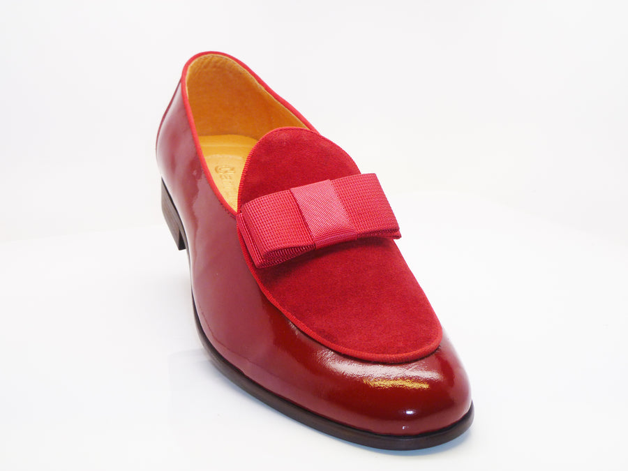 Patent Leather & Suede Slip-On Loafer Red – C&E Fashions