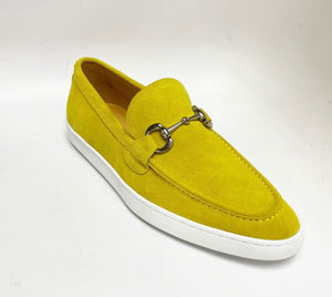 Suede Slip-On Horsebit Sneaker Yellow