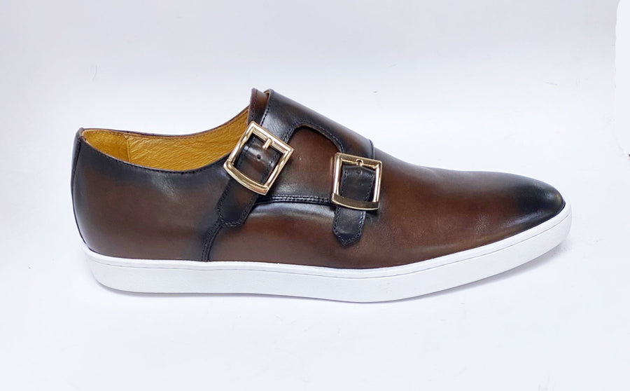 Calfskin Double Monkstrap Shoe Chestnut