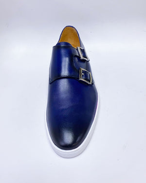 Calfskin Double Monkstrap Shoe Navy