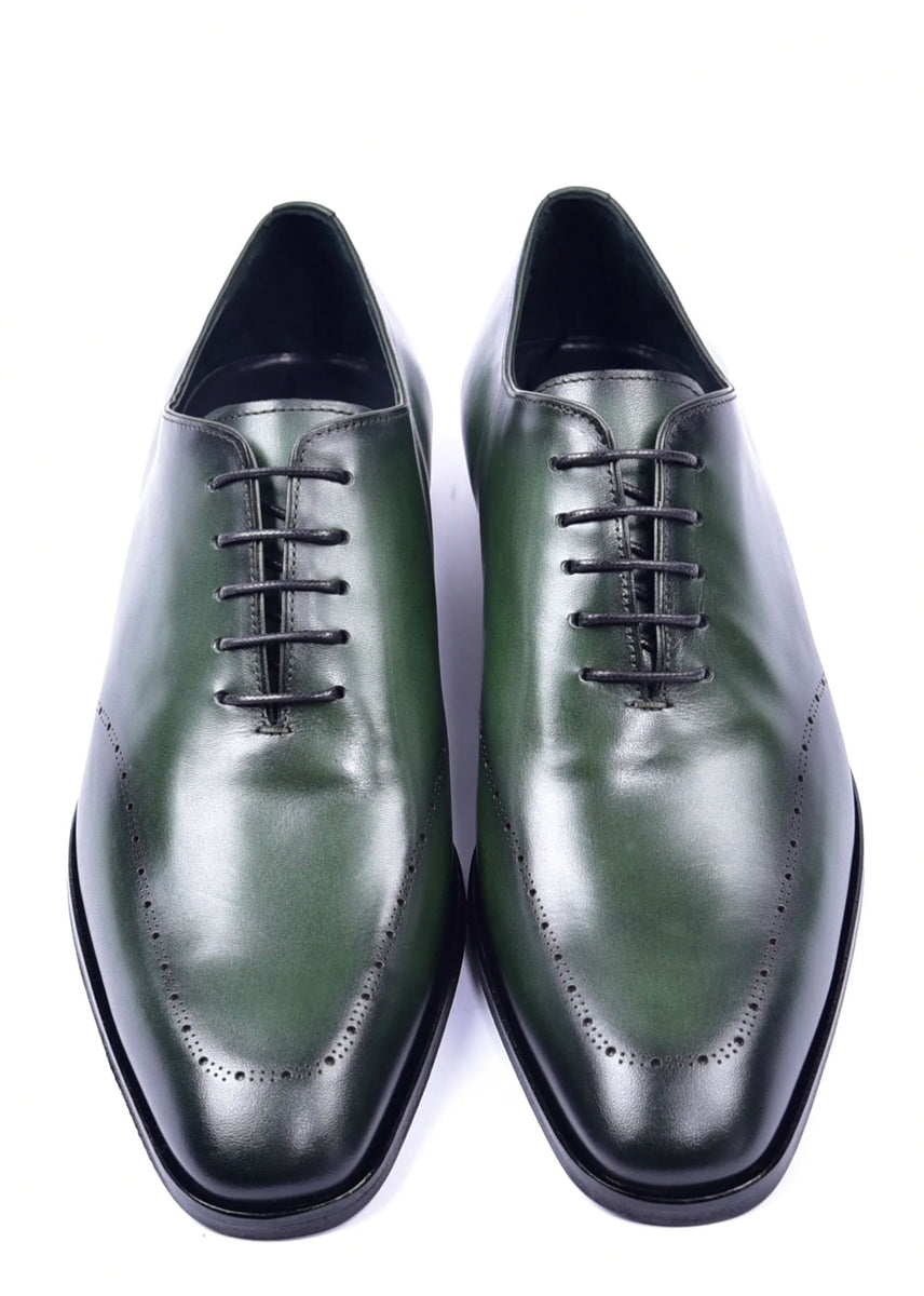 Corrente Burnished Calfskin Lace-Up Oxford Green – C&E Fashions