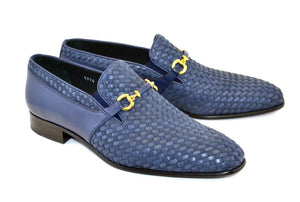 Corrente Woven Calfskin & Suede Slip-On Shoe Blue
