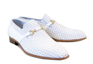 Corrente Woven Calfskin & Suede Slip-On Shoe White
