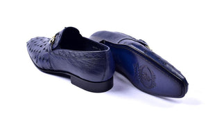 Corrente Genuine Ostrich Slip-On Shoe Navy
