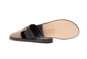 Corrente Perforated Calfskin Sandal Taupe