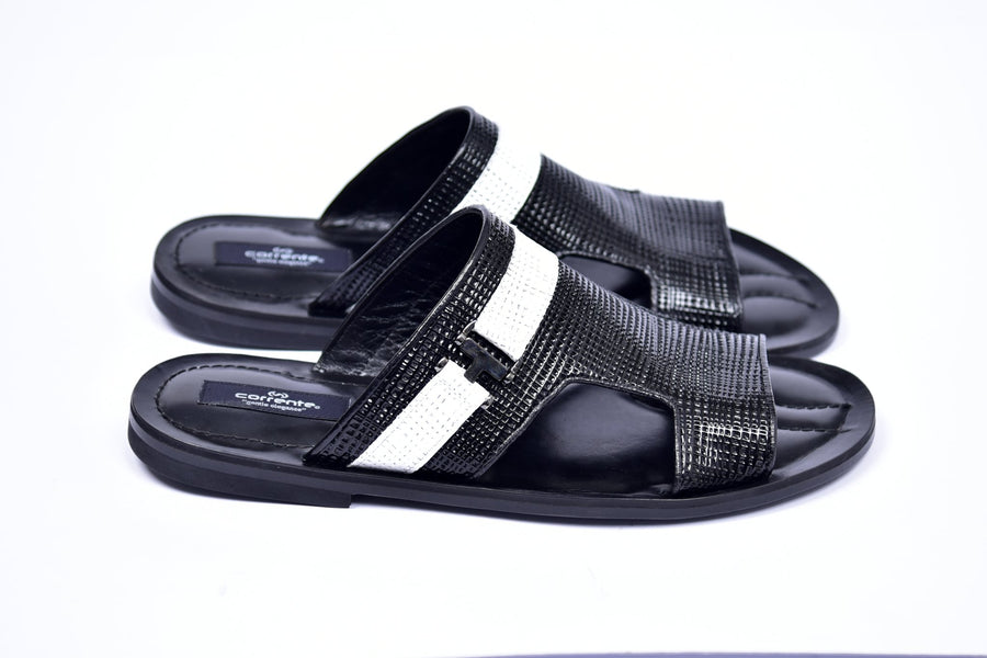 Corrente Perforated Calfskin Sandal Black