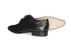 Pelle Exotics Ostrich Quill Lace-Up Oxford Black
