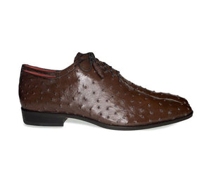 Pelle Exotics Ostrich Quill Lace-Up Oxford Brown