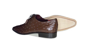 Pelle Exotics Ostrich Quill Lace-Up Oxford Brown