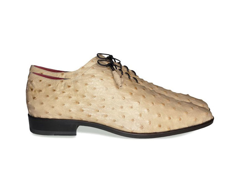 Pelle Exotics Ostrich Quill Lace-Up Oxford Taupe