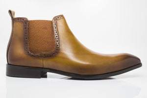 Burnished Calfskin Slip-On Boot Cognac