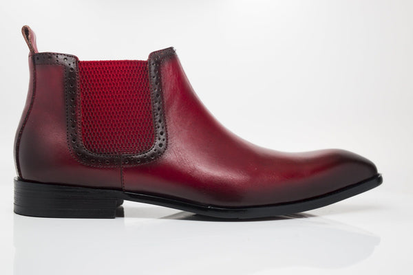 Burnished Calfskin Slip-On Boot Red