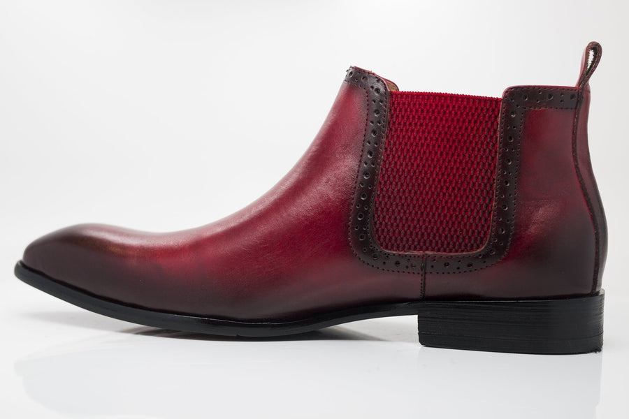 Burnished Calfskin Slip-On Boot Red – C&E Fashions