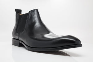 Burnished Calfskin Slip-On Boot Black