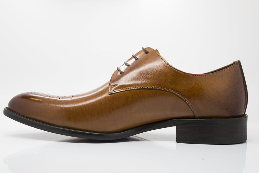 Burnished Calfskin Lace-Up Oxford Cognac