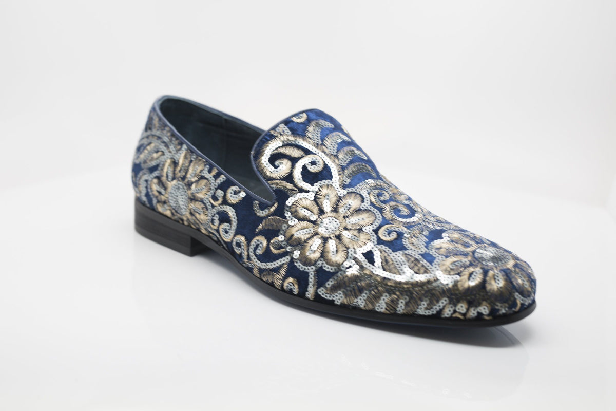 Embroidered Velvet Slip-On Loafer Sapphire – C&E Fashions