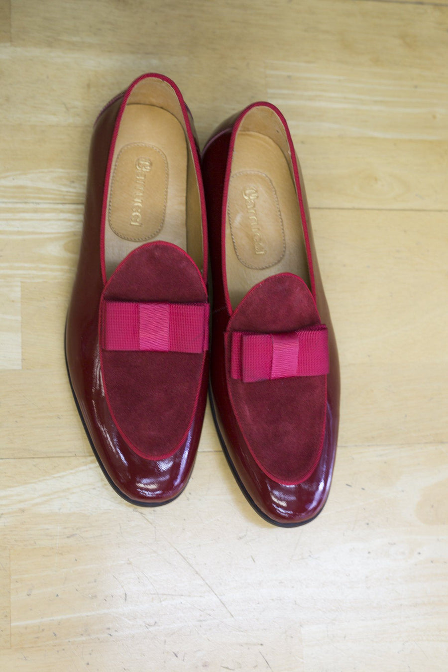 Patent Leather & Suede Slip-On Loafer Red