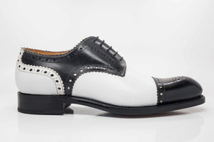 Burnished Calfskin Lace-Up Spectator Oxford Black/White