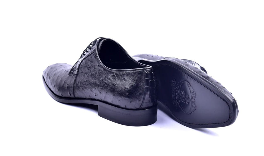 Corrente Genuine Ostrich Lace-up Shoe Black