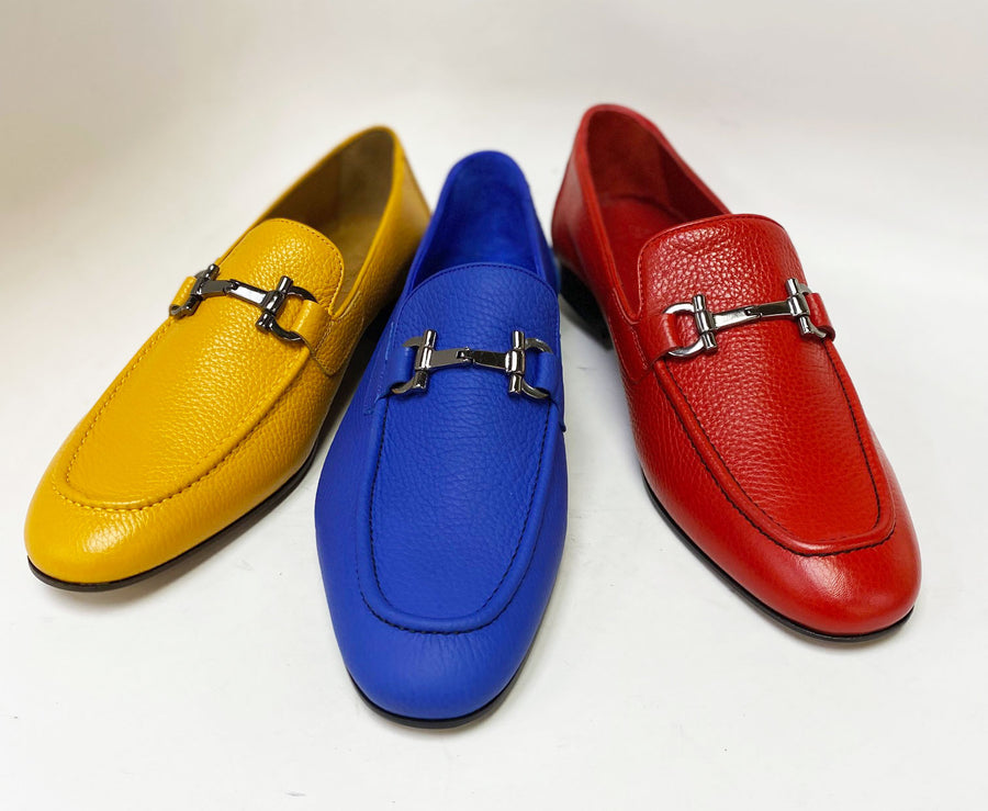 Pelle Pebbled Leather Loafer Red