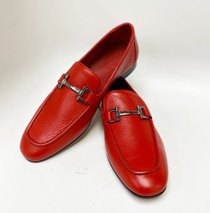 Pelle Pebbled Leather Loafer Red
