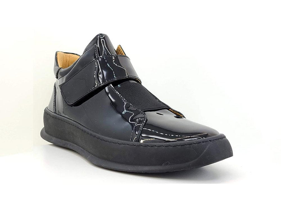 Shiny Calfskin High Top Sneaker Black