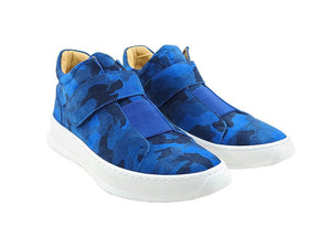 Camoflage Printed Suede High Top Sneaker Blue