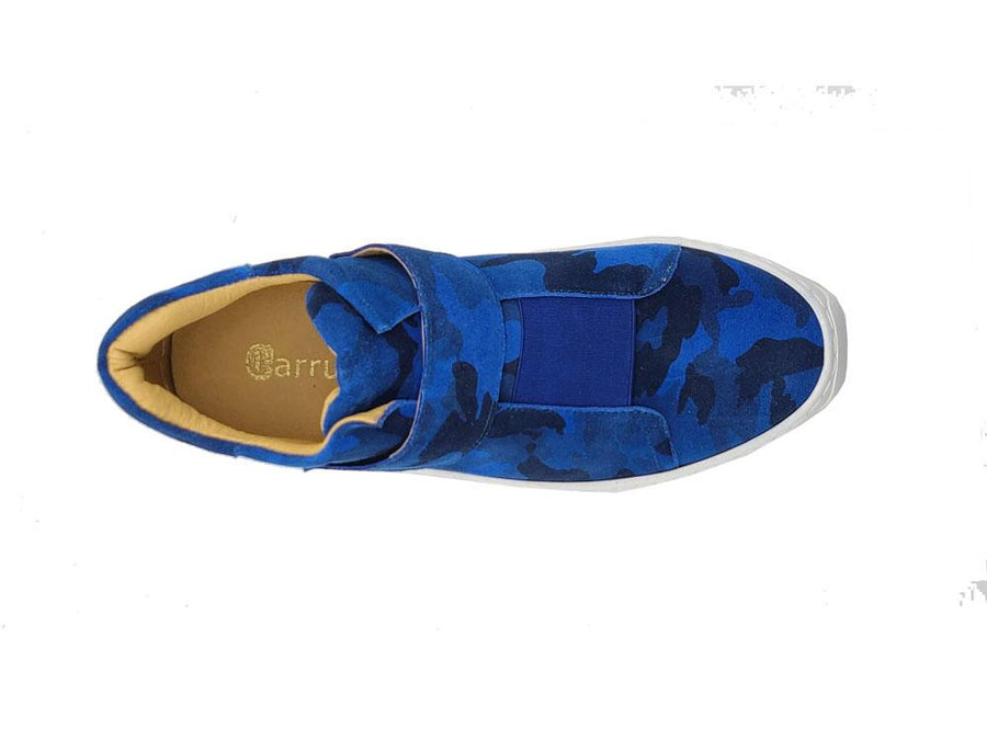 Camoflage Printed Suede High Top Sneaker Blue